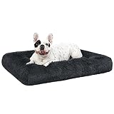 KSIIA Hundebett mittelgroße Hunde Waschbar, Plüsch Hundekissen flauschig, 76x52cm, rutschfeste Unterseite, Hundematte für kleine, mittelgroße Hunde, Hundekorb Hundematratze Haustierbett Schattengrau
