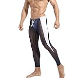 vohiko Herren Kompressionshose Compression Hosen Tights Baselayer Running Underwear Atmungsaktiv Radfahren Sport Leggings Mesh Transparent Laufhose Trainingshose Funktionsunterhose