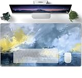 Mauspad Erweitertes Gaming mit Genähten Kanten Mehrzweck Handgemaltes einfaches Ölgemälde blaugrau Mousepad Schreibtischunterlage für Gamer Office Home 600x300x3mm