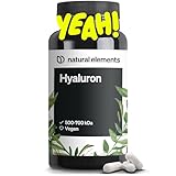 natural elements Vegane Hyaluronsäure – 500 mg Hyaluron/Kapsel – 90 Kapseln für 3 Monate – 500–700 kDa – hochdosiert, ohne Zusätze – in Deutschland produziert & laborgeprüft