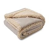 Haustierdecke, wasserdicht, waschbar, wendbar, für mittelgroße Hunde, Welpen, Kätzchen, weicher Plüsch, Katzen-, Hundedecke, Sofabezüge, Bett- und Couchschutz (50 x 70 cm, Beige)