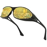 Dollger Nachtsichtbrille für Autofahrer für Brillenträger, HD Polarisierende Blendschutz polarisierende Gläser für Herren Damen Schwarz Rahmen/Gelb Linse