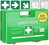 Verbandskasten Betrieb mit Inhalt nach DIN 13157 I Erste Hilfe Kasten inkl. praktischer Wandhalterung, 5x Aufkleber & Plombe I Erste Hilfe Koffer für Betriebe, Einrichtungen & Zuhause