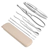 EXHUMKY 1 Satz Meeresfrüchte Werkzeugset mit Ergonomische Krabbenschneider und Hummerzangen mit Aufbewahrungsbox für Austern und Nüsse