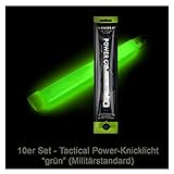 10er Set - Power-Knicklicht/Leuchtstab Tactical Light im Militär-Standard - grün leuchtend (6' / 15cm) - einzeln verpackt - mindestens 12 Stunden Leuchtdauer