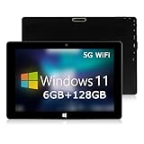 TPSPAD Tablette Windows 11 Tablette Tactile 10.1 Pouces 6Go RAM+128Go ROM, Dual-Core processeur, HD 1280×800 IPS, 1.6GHz 5G WiFi+Bluetooth 4.0+6000mAh+2MP + 5MP Dual Camere+Type C+OTG