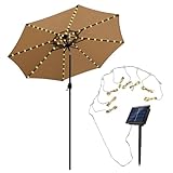 Dtaigou Solarbetriebene Regenschirmleuchte, Solarschirmleuchte für den Garten,Outdoor-Sonnenschirmlampe, wasserdichte Lichterkette mit 8 Helligkeitsmodi - Dekorative Solarleuchte für Garten, Pool,