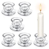 6 Stück Kerzenständer Glas,Kerzenhalter für Stabkerzen,Stabkerzenhalter Glas für Hochzeit Weihnachten Party (Transparent)