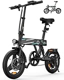 Finbike Klapprad E-Bike 14 Zoll, 250W Hochleistungsmotor, 7.8Ah Akku, 3h Schnellladung, 45km Reichweite, Elektro klapprad für 3 Fahrradmodi, Foldable Electric Bike für Erwachsene