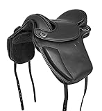 A&M Reitsport Baumloser Dressur Sattel Sheffield aus Rindsleder Schwarz mit Klettkissen, Größe:17 Zoll