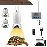 Schildkröte Wärmelampe, Reptilien Wärmelampe, Schildkröte Terrarium Lampe, E27 Wärmelampe Terrarium, Heiz Lampenfassung, Wärmespotlampe für Reptil mit 2 UVA UVB-Glühbirnen und 360° Schwenkklemme