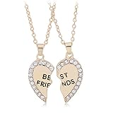 Fajewellery 'Beste Freundin Geschenk 2 Gebrochen Herz Strass Beste Freundin Halskette Kette für 2 2PCs 1Set / 2ST