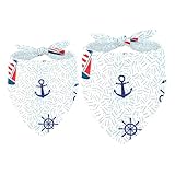 Hundehalstuch, Segelboot, Anker, Lenkrad und Rettungsring, für Mädchen, Jungen, Halstuch, Zubehör für kleine, mittelgroße und große Hunde, Welpen, Katzen, Haustiere, 2 Stück