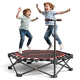 MOMODA 75cm/114cm Mini Trampolin für Kinder und Erwachsene,Faltbar Fitness Trampolin mit Griff, Maximale Belastung 90KG(rot)