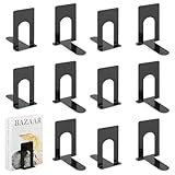 TOSAVGA 6 Paare Buchstütze, Buchstützen Metall, Buchstützen Schwarz, Hochwertiges Bücherstütze, Bücherhalter, Bookends, Book Holder für Bücher, DVDs, Magazine - 100 x 70 x 130mm