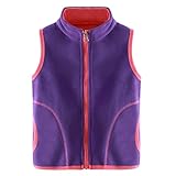 ANIMQUE Kinder Jungen Mädchen Fleeceweste Stehkragen Reißverschluss Doppellagiges Polar Fleece Weste Ärmellose Kinderjacke Einfarbig, Verkehrspurpur 110