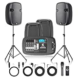 CAICOUSTIC 1500W 8-K tragbare PA-Anlage mit Bluetooth, Mikrofon, 2 Lautsprecherständer, USB, Reverb/Delay-Effekte – perfekt für Veranstaltungen im Freien, Partys, Hochzeiten, Gottesdienste (2 x 10