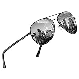 DUCO Coole Fliegerbrille Sonnenbrille Klassische Unisex Pilotenbrille UV400 Filterkategorie 3 3025K (Gestell: Schwarz, Gläser: Grau)