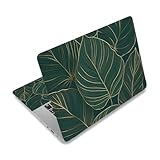 PLIGREAT Laptop Skin Aufkleber Passend Für 12' 13' 13.3' 14' 15 Zoll Laptop Goldfarbenes Monstera Muster Universell Abnehmbar Wasserdicht Notebook Kunst Aufkleber Schutzfolie Für PC Abdeckung