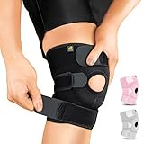Bracoo Kniebandage Männer Damen, Bandage Knie, Sport Kniestütze mit Ringförmige Patella-Stütze, Knie Schmerzen Bandage für Training, Laufen, Arthritis, Gelenkentzündung, KS10, Schwarz