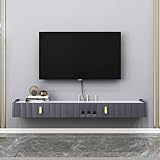 Schwebender TV-Ständer zur Wandmontage, TV-Einheit mit Komponentenablage und Videoregal, Konsole, Grau, 120 cm