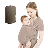 Tragetuch Baby Neugeboren, Kleinkind All-in-1 Stretchy Wrap Carrier, Premium Babytragetuch Wickeltuch, Wrap Trage Babyausstattung, Baby Sling, Baby Tragetuch für Neugeborene & Kleinkind Baby (Khaki)