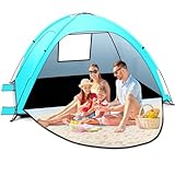 Tonfarb Strandmuschel,Tragbar Ultraleicht Strandzelt,Sonnenschutz Strand für 2-3 Personen,UV Schutz 50+, Einfache Installation, Windschutz Strand Familienzelt für Garten, Camping- Hellgrün