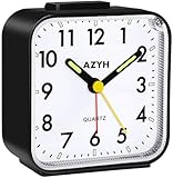 Azyh Analog Wecker Mit Licht - Batteriebetrieben, Lauter Alarm, Schlummerfunktion, Geräuschlos, Leuchtend, Tragbar, Leise Klein Reisewecker für Tiefschläfer
