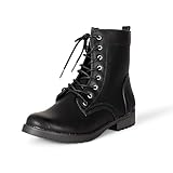 Amazon Essentials Damen Kampfstiefel Mit Schnürung, Schwarz, 40 EU