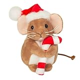 Teddy Hermann 94616 Weihnachtsmaus mit Zuckerstange 11 cm, Kuscheltier, Plüschtier