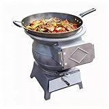 Kaminofen Holzofen aus Gusseisen, Outdoor Terrassenofen Gartenofen Zelthitzer for Camping mit Einem Schornstein for Outdoor Kochen Garten(29x29x37cm)
