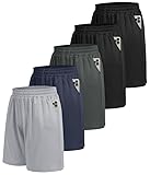 BOOJO 5er Pack Sporthose Herren Kurz Sport Shorts mit Taschen Schnell Trocknend Trainingshose Jogginghose Laufhose für Gym Basketball(Schwarz*2/Dunkelgrau/Dunkelblau/Hellgrau,XL)