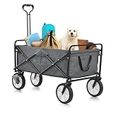 Juskys Bollerwagen 100 kg Tragkraft - Transportwagen faltbar - Einkaufen, Outdoor & Camping - Strandwagen Faltbollerwagen Handwagen Dunkelgrau