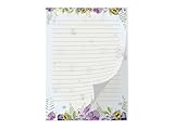 Briefpapier Motiv Natur Veilchen Blumen pastell Briefblock für Mädchen Kinder und Erwachsene Geschenk (Block A4 mit 25 Blätter)