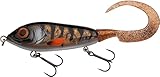 Abu Garcia Svartzonker McMy Tail Jerkbait – Clear High-Impact ABS, Eco-Friendly Weighted, Realistic 3D Effect, Freshwater & Saltwater Fishing, Motoroil Burbot 17 cm
