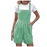 Generisch Latzhose Damen Jumpsuit Sommer Kurz Elegant Overall Ärmellose Arbeitsoverall Playsuit Baggy Bib Strampler Arbeitshose Casual Leicht Latzhose Women's Jumpsuits Playsuits