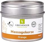 GREENDOOR Natur Massagekerze Orange vegan 100ml, BIO Sojawachs, BIO Babassu, natur-reines Orangen-Öl, rußt nicht, natürlich ohne Tierversuche, Naturkosmetik Geschenke Massage-Öl