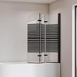 Cozynest Duschwand für Badewanne Schwarz 130x140cm 3-Teilig Badewannenaufsatz Faltbar Duschtrennwand Glas Duschabtrennung 6mm ESG Glas Nano Beschichtung Badewannentrennwand