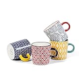 Selamica Espressotassen aus Keramik, 100 ml, Espressotassen, 6,3 cm, Demitasse-Tassen, Mini-Kaffeetassen für Latte, Mokka, Lungo, Tee, 4 Stück