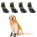 LiebeDD Hundeschuhe Pfotenschutz 4 Stück Hund Verletzung Leckschutz Hundesocken Anti Rutsch Hunde Schuhe Outdoor mit Wasserdicht Sohle, Grün, L