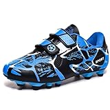 Sainilei Kinder Fußballschuhe Jungen FG/AG Outdoor Fussballschuhe Mädchen TF Football Professionelle Trainingsschuhe Blau Schwarz EU32