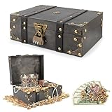TOSAVGA Vintage Holz Schatztruhe, Aufbewahrung Schatzkiste Holz mit Schloss, Schatzkiste Kinder, Schatztruhe, Schatztruhe Kindergeburtstag, 24 x 16 x 10cm Schatzkiste für Aufbewahrung Dekoration