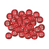 Bunte Knöpfe 200 Stück Harzknöpfe Kunststoff Bastelknöpfe 4-Loch-Knöpfe Rund Harzknöpfe Kinderknöpfe Knöpfe zum Basteln Nähen für DIY (Rot)