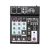 DJ-Kontrollmixer 4-Kanal-Audio-Mixer, Sound-Konsole, MP3-Wiedergabe, BT-Konsole, digitaler Audio-Mixer, Reverb-Effekt, 3-Band-EQ, DC 5 V Netzteil