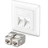 deleyCON 1x Keystone Dose Netzwerkdose Datendose Unterputz + 2x CAT 6a Keystone Jack Modul RJ45 Buchse - CAT Netzwerk Verlegekabel vollgeschirmt Weiß