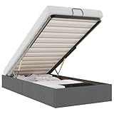 vidaXL Ottoman-Bett ohne Matratze Dunkelgrau 90x200 cm Stoff, Bettrahmen, Bettgestell mit Stauraum, Polsterbett, Bettgestell, Bettrahmen mit Stauraum