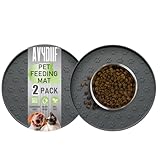 AVYDIIF 2 stück Napfunterlage für Hund Katzen[28cm x 28cm], hundenapf unterlage fressnapf Hund Futtermatten aus Silikon wasserdichte rutschfeste Fressnapf mit Rand, Spülmaschinenfest (2 Grau)