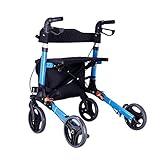 Faltbarer Rollator, Rollator Walker, Rollator Walker, faltbar, robuster Einkaufswagen mit Sitz, 4 Räder, Doppelbremssystem