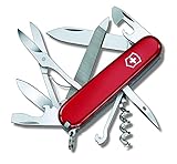 Victorinox Schweizer Taschenmesser, Mountaineer, Multitool, Swiss Army Knife mit 18 Funktionen, Klinge, Korkenzieher, Dosenöffner, Rot