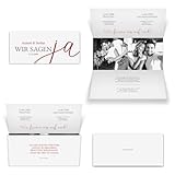 Kartenmachen.de 10 x Personalisierte Hochzeitseinladungen, Einladungskarten zur Hochzeit DIN Lang Wickelfalz mit Foto individuell - Wir sagen Ja